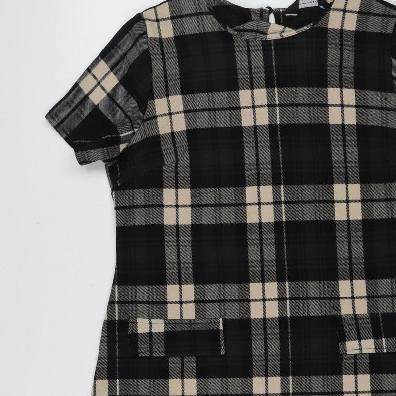 Dorothy Perkins Women Black Check Shift Dress UK 10 3/4 Sleeve