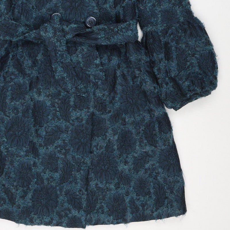 Sticky Fingers Women’s Blue Floral Wool Blend Double-Breasted Pea Coat M