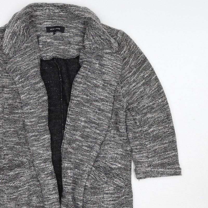 New Look Women's Grey Size 8 Open Cable Knit Cardigan Long Sleeve