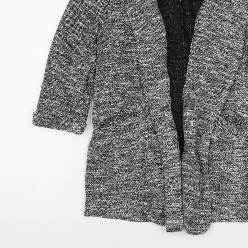 New Look Women's Grey Size 8 Open Cable Knit Cardigan Long Sleeve