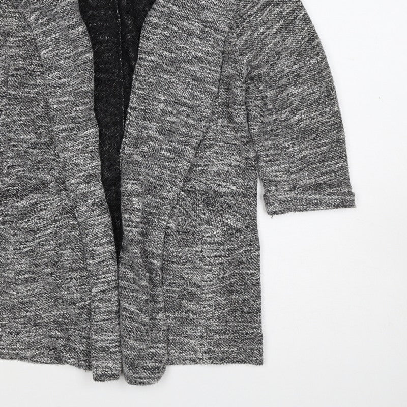 New Look Women's Grey Size 8 Open Cable Knit Cardigan Long Sleeve