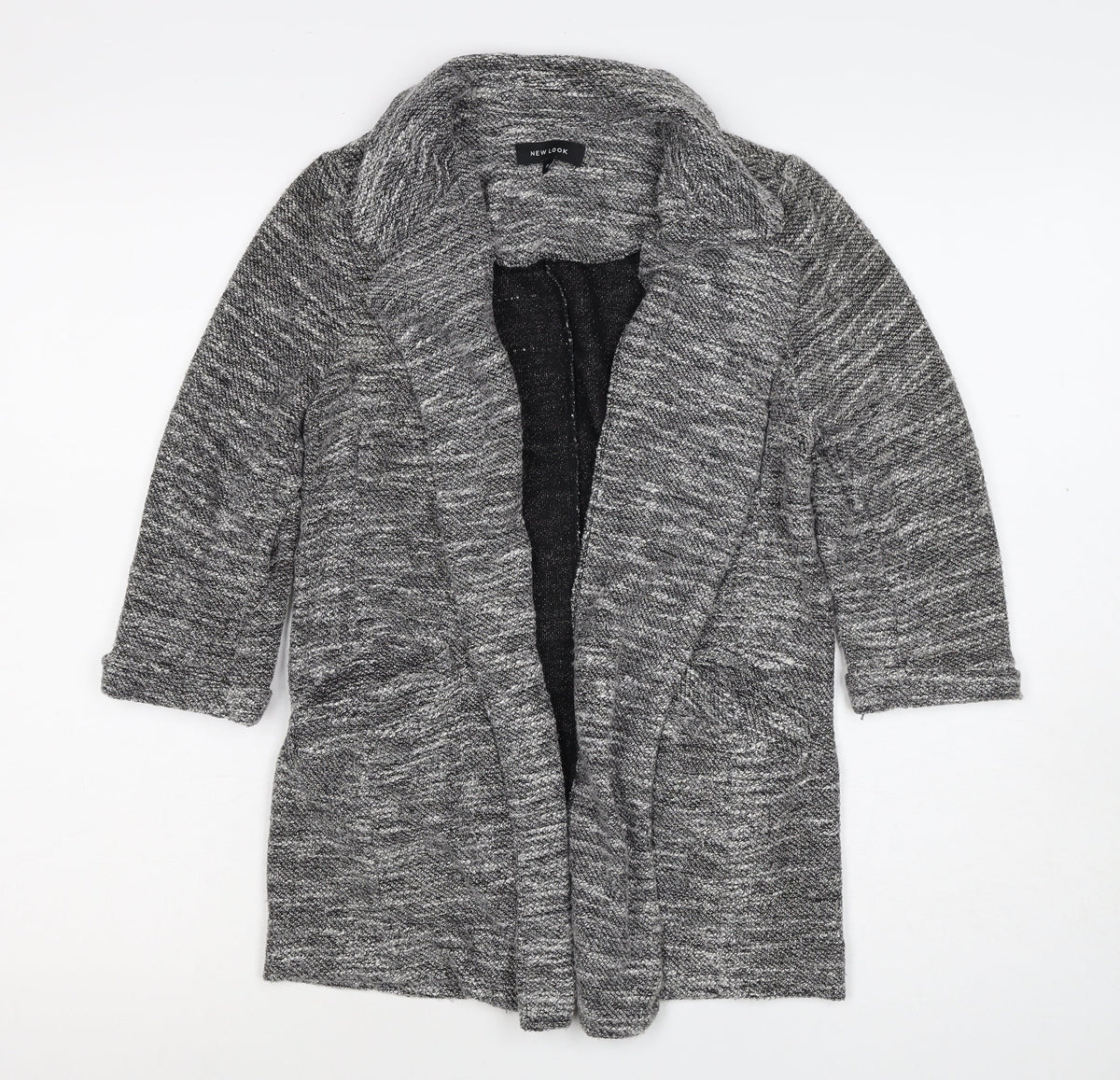 New Look Women's Grey Size 8 Open Cable Knit Cardigan Long Sleeve