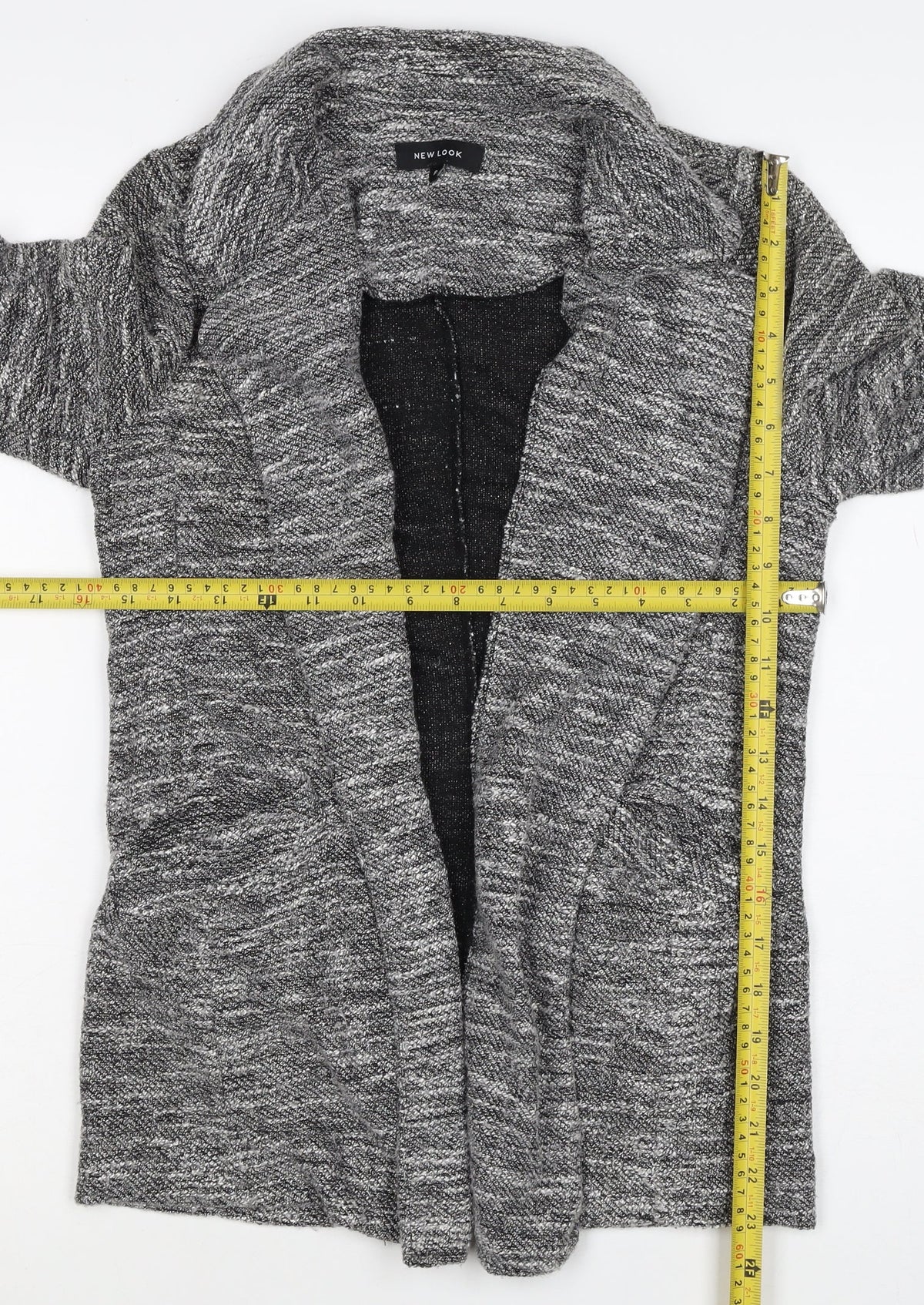 New Look Women's Grey Size 8 Open Cable Knit Cardigan Long Sleeve