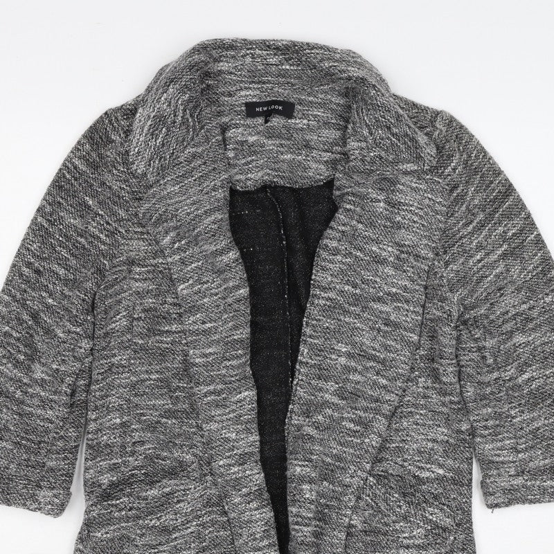 New Look Women's Grey Size 8 Open Cable Knit Cardigan Long Sleeve
