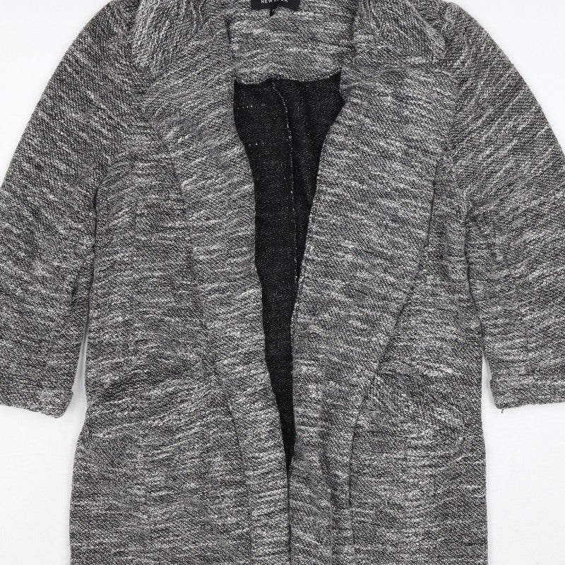 New Look Women's Grey Size 8 Open Cable Knit Cardigan Long Sleeve