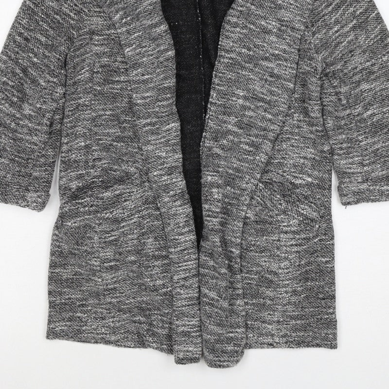New Look Women's Grey Size 8 Open Cable Knit Cardigan Long Sleeve