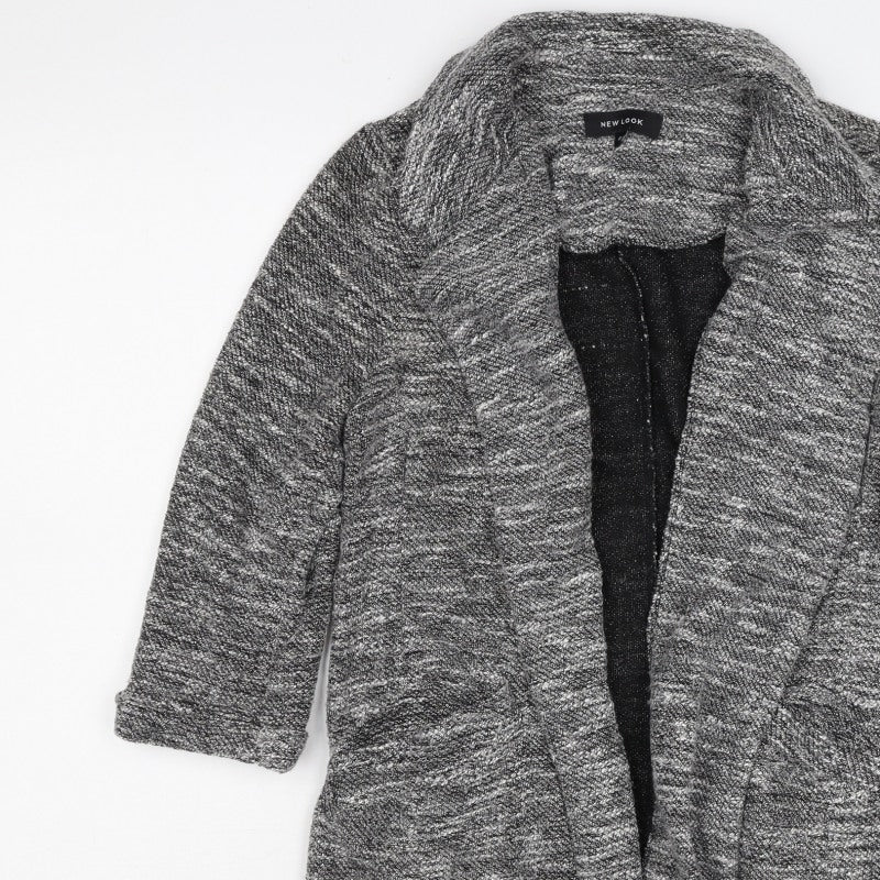 New Look Women's Grey Size 8 Open Cable Knit Cardigan Long Sleeve