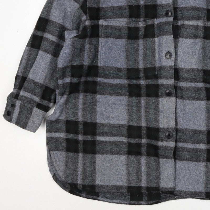 H&M Women Grey XL Basic Plaid Fleece Button Jacket