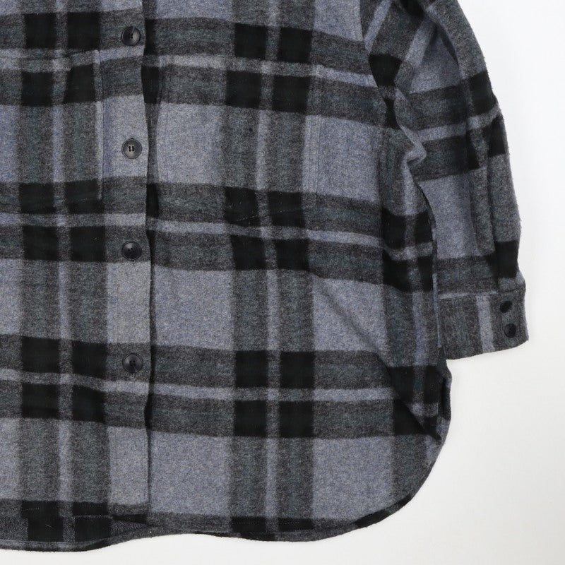 H&M Women Grey XL Basic Plaid Fleece Button Jacket