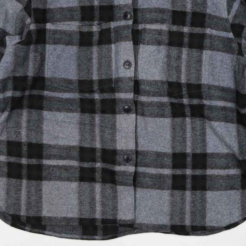 H&M Women Grey XL Basic Plaid Fleece Button Jacket