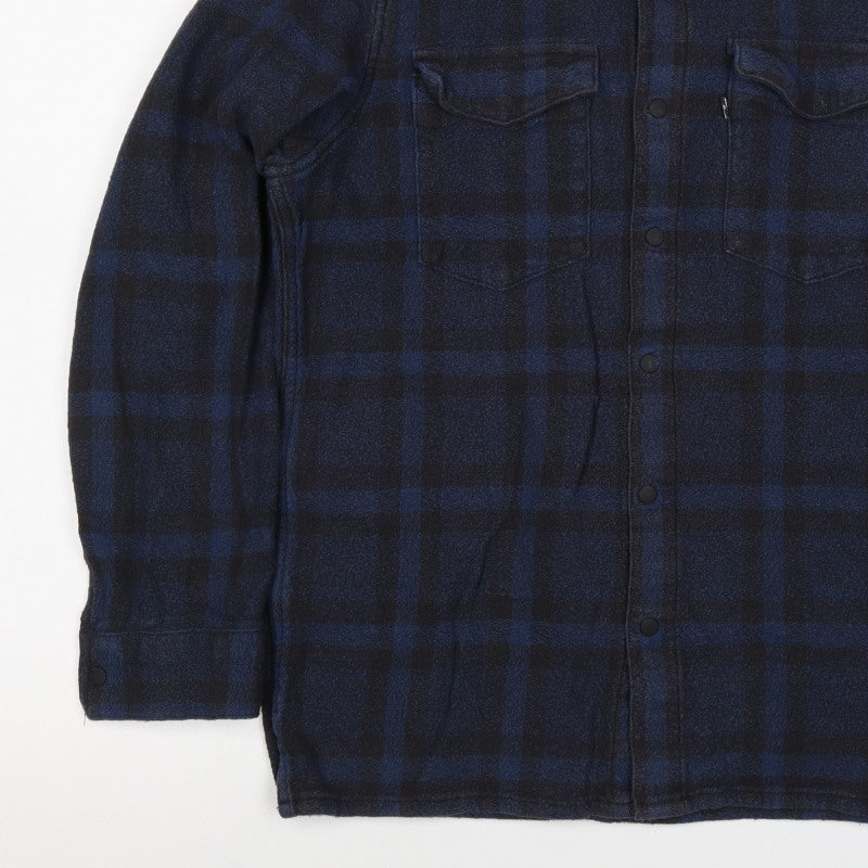 Levi's Line 8 Men's Blue Plaid Flannel Snap Shirt Size S