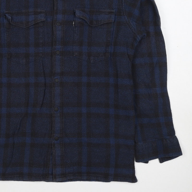 Levi's Line 8 Men's Blue Plaid Flannel Snap Shirt Size S