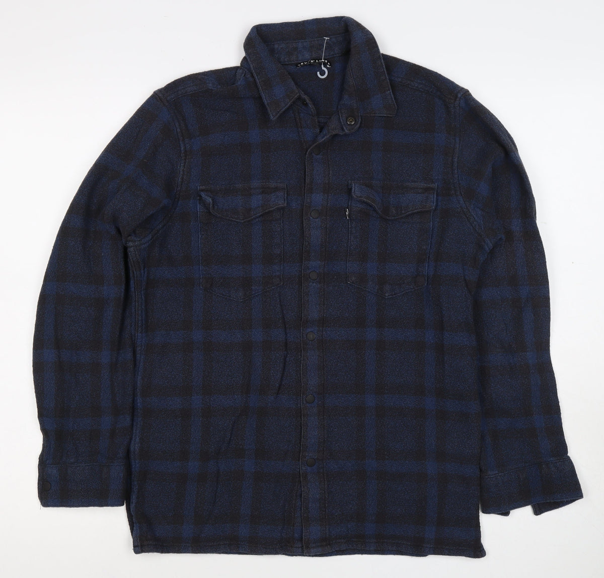 Levi's Line 8 Men's Blue Plaid Flannel Snap Shirt Size S