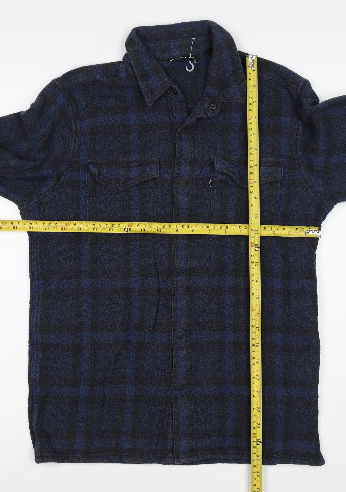 Levi's Line 8 Men's Blue Plaid Flannel Snap Shirt Size S