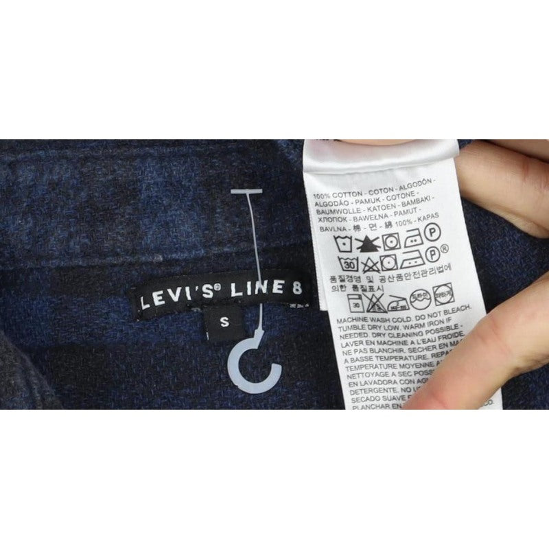 Levi's Line 8 Men's Blue Plaid Flannel Snap Shirt Size S