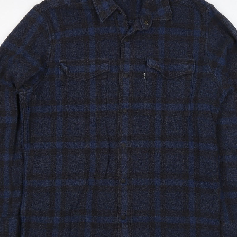 Levi's Line 8 Men's Blue Plaid Flannel Snap Shirt Size S