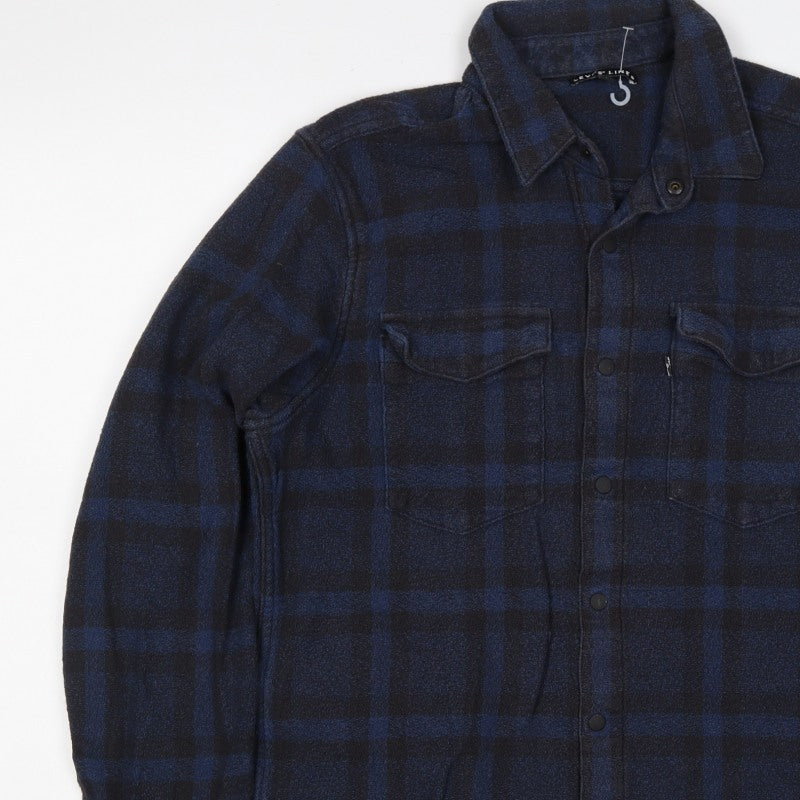 Levi's Line 8 Men's Blue Plaid Flannel Snap Shirt Size S