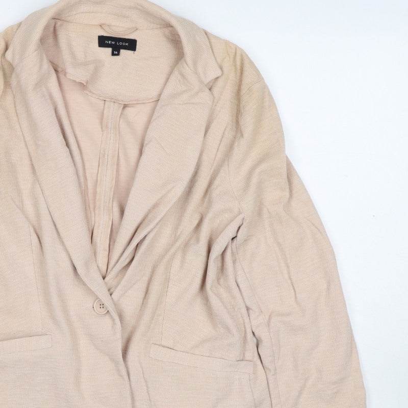 New Look Women’s Beige UK 14 One-Button Shawl Lapel Blazer