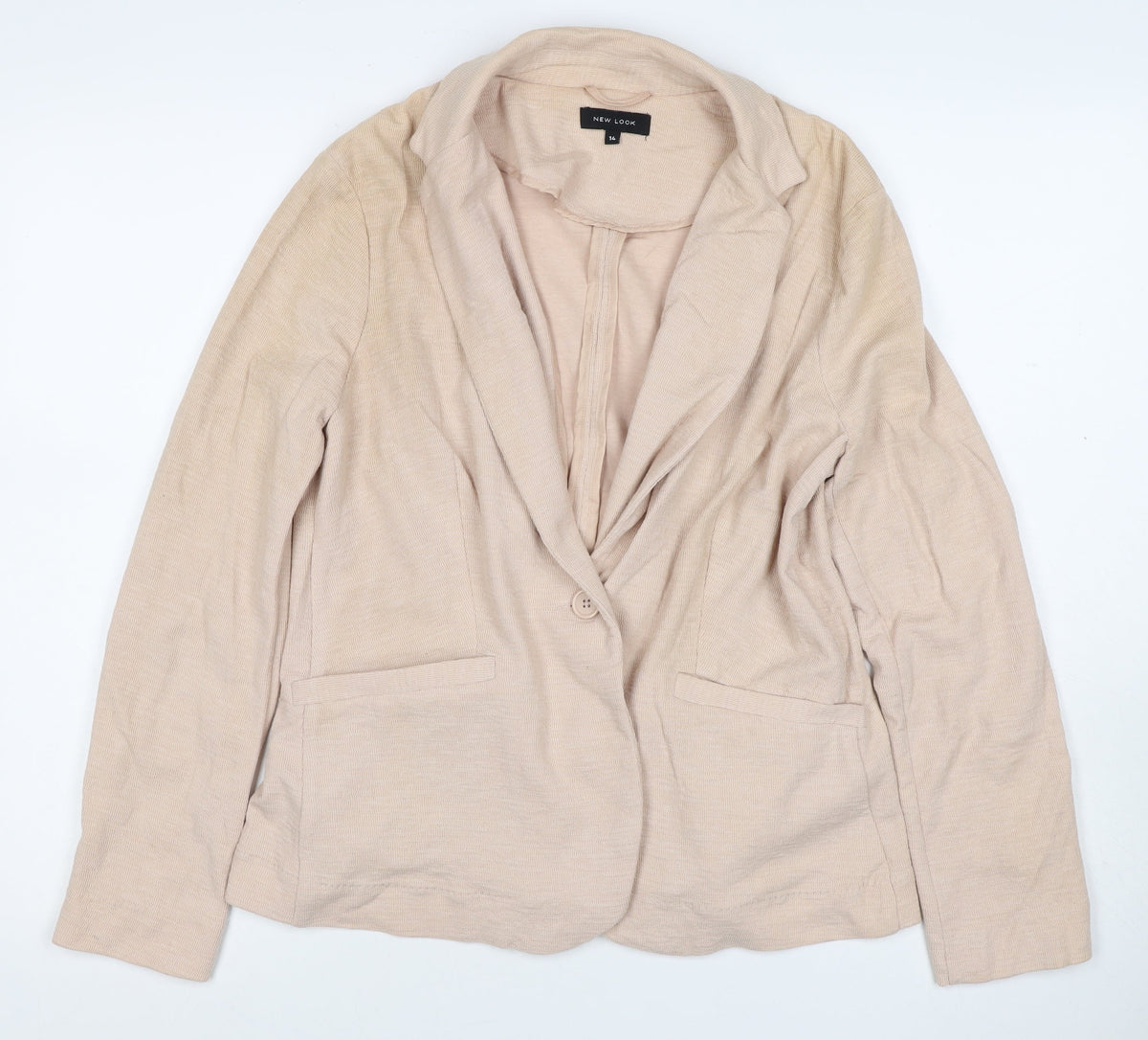 New Look Women’s Beige UK 14 One-Button Shawl Lapel Blazer