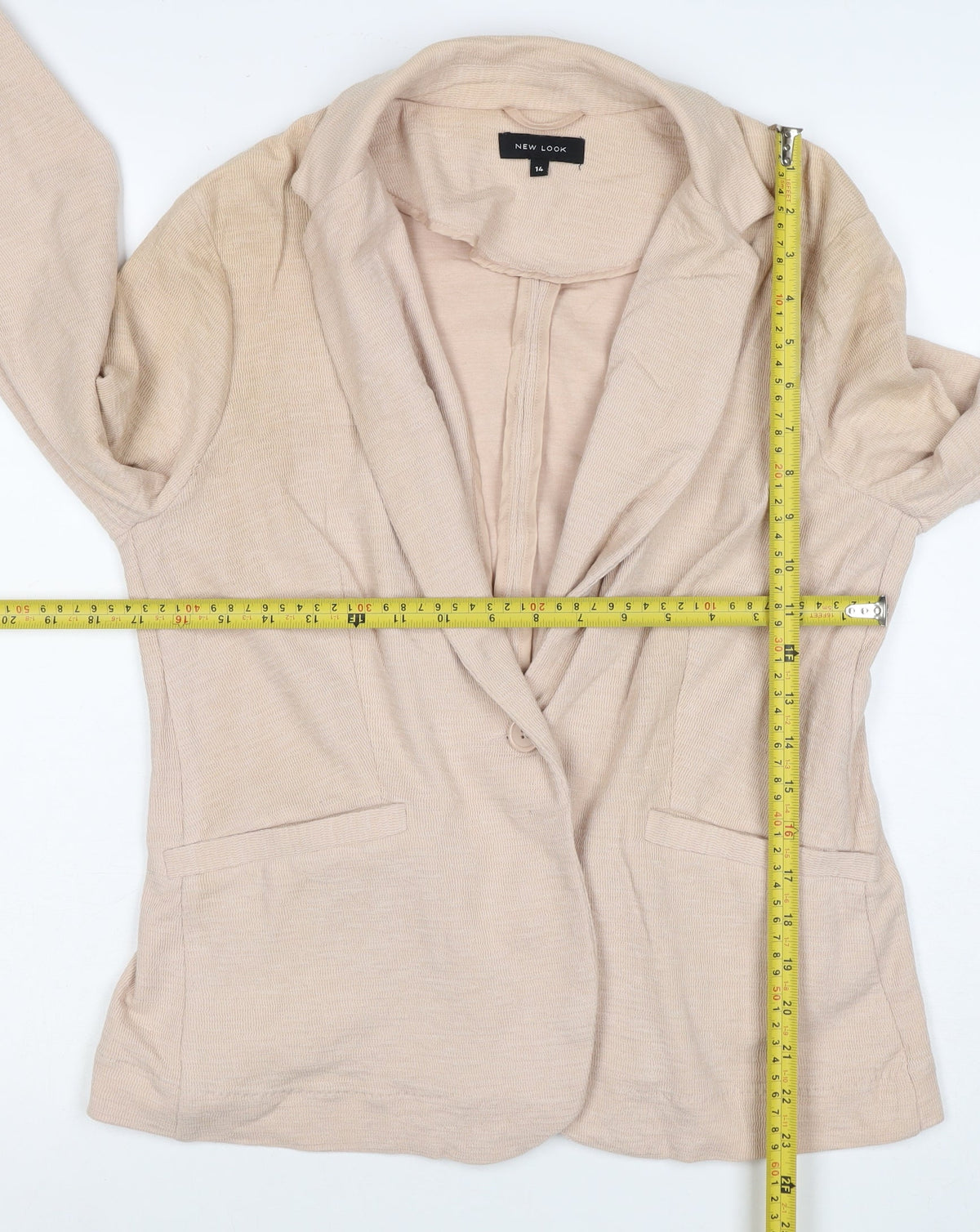 New Look Women’s Beige UK 14 One-Button Shawl Lapel Blazer