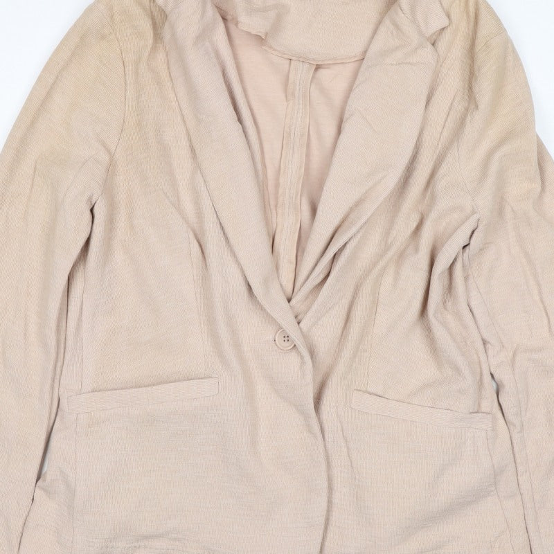 New Look Women’s Beige UK 14 One-Button Shawl Lapel Blazer