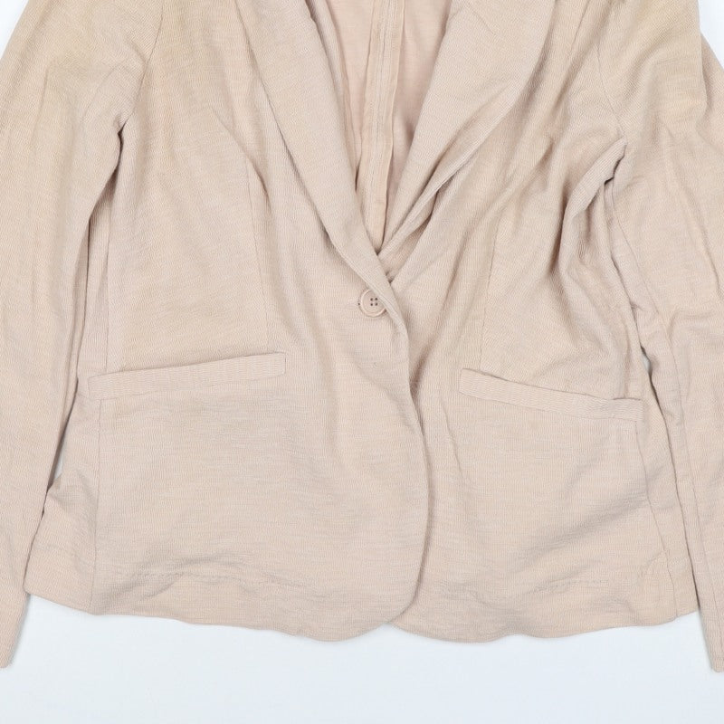 New Look Women’s Beige UK 14 One-Button Shawl Lapel Blazer