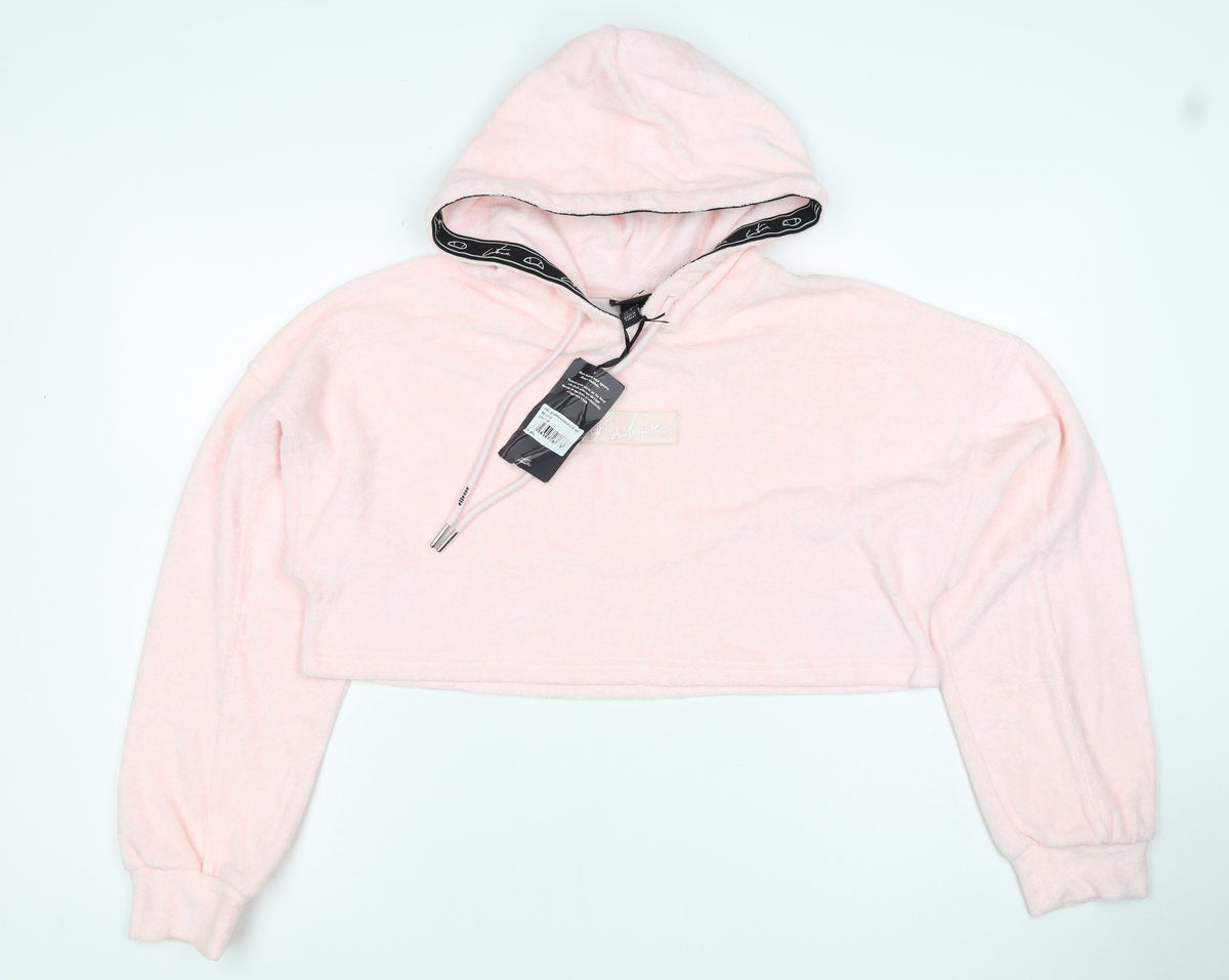Ellesse Women Pink S Cropped Pullover Hoodie Logo Towelling New