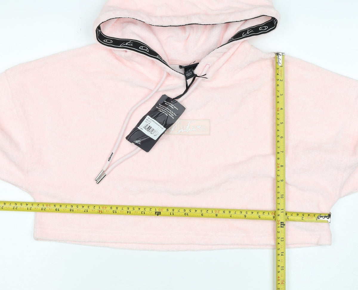 Ellesse Women Pink S Cropped Pullover Hoodie Logo Towelling New