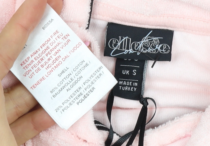 Ellesse Women Pink S Cropped Pullover Hoodie Logo Towelling New