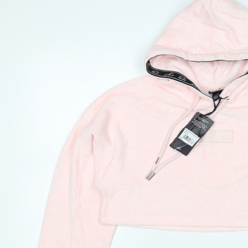 Ellesse Women Pink S Cropped Pullover Hoodie Logo Towelling New