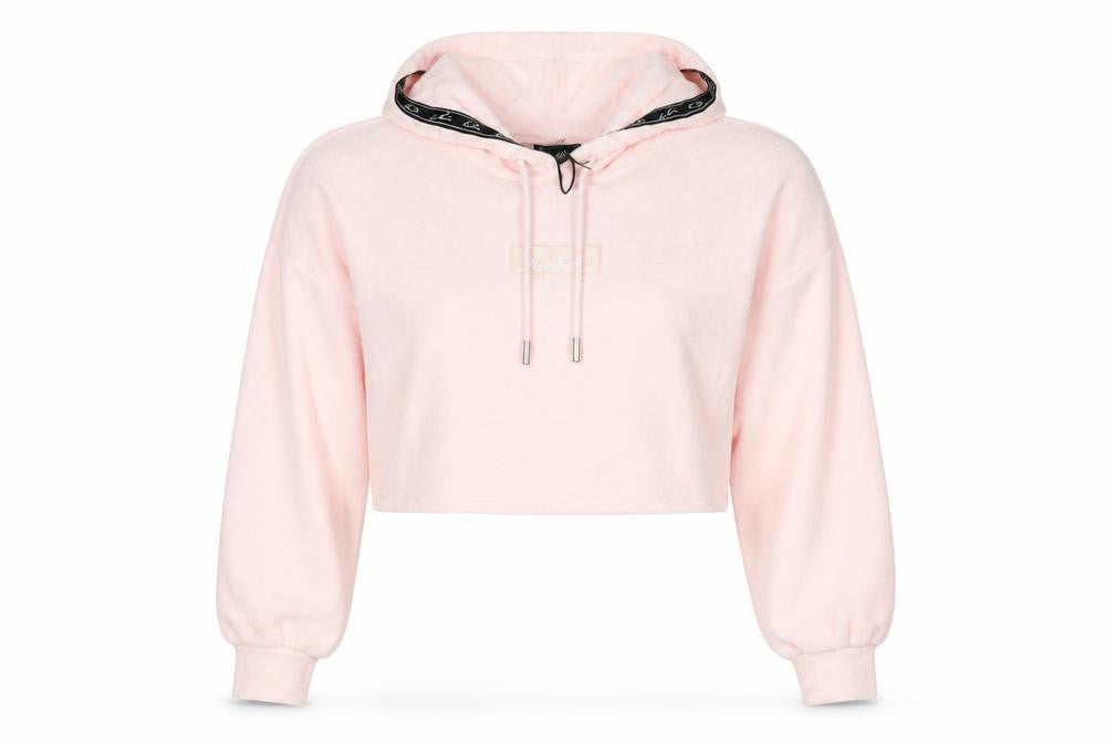 Ellesse Women Pink S Cropped Pullover Hoodie Logo Towelling New