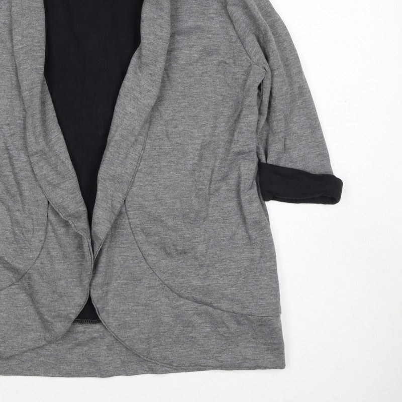 Zara Women Grey M Knit Open Front Shawl Collar Blazer Jacket