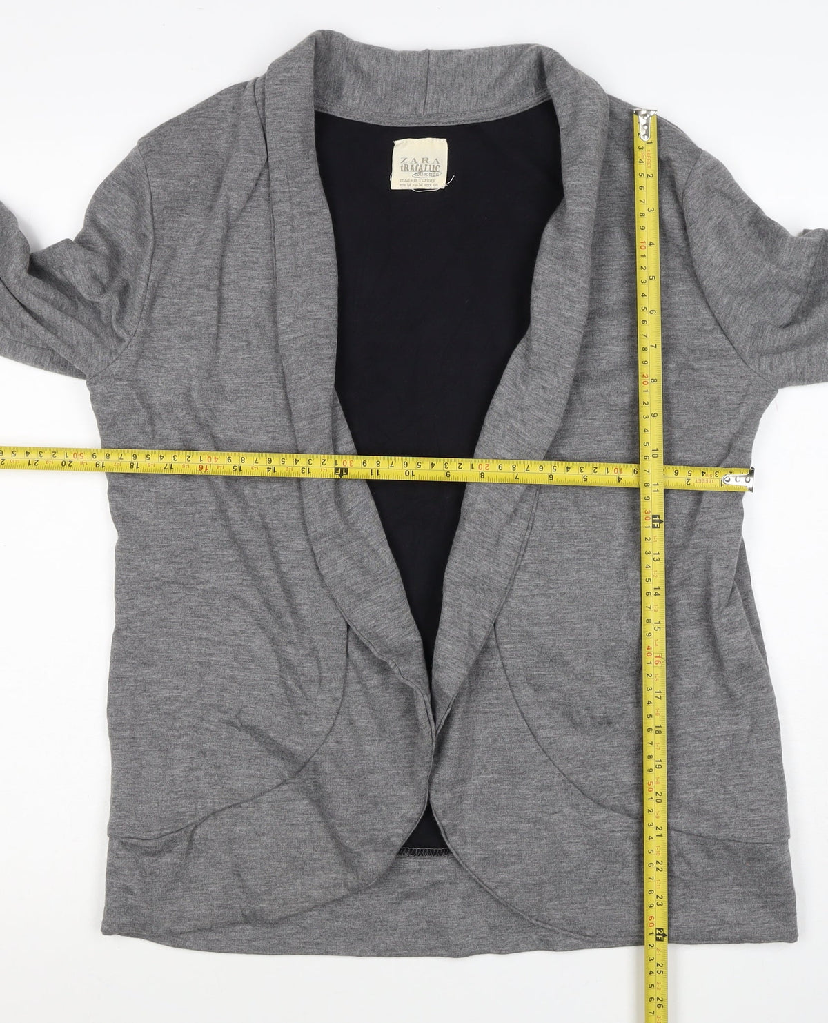 Zara Women Grey M Knit Open Front Shawl Collar Blazer Jacket