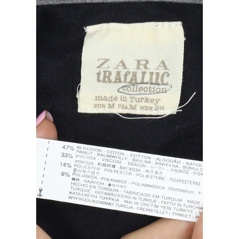 Zara Women Grey M Knit Open Front Shawl Collar Blazer Jacket