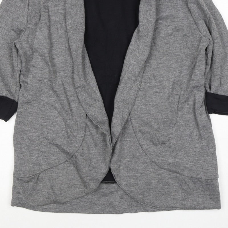 Zara Women Grey M Knit Open Front Shawl Collar Blazer Jacket
