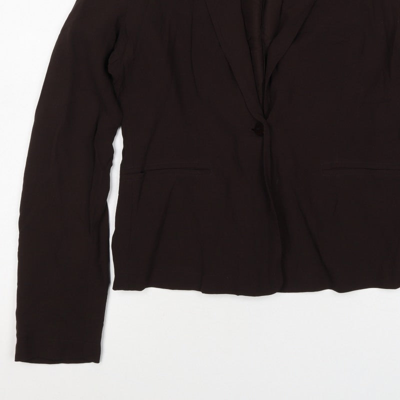 Jigsaw Women’s Brown L 100% Silk Single-Breasted Tailored Blazer Jacket
