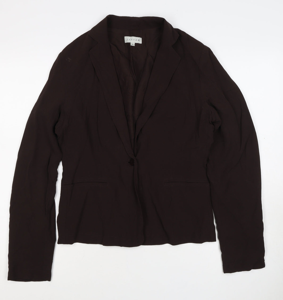Jigsaw Women’s Brown L 100% Silk Single-Breasted Tailored Blazer Jacket