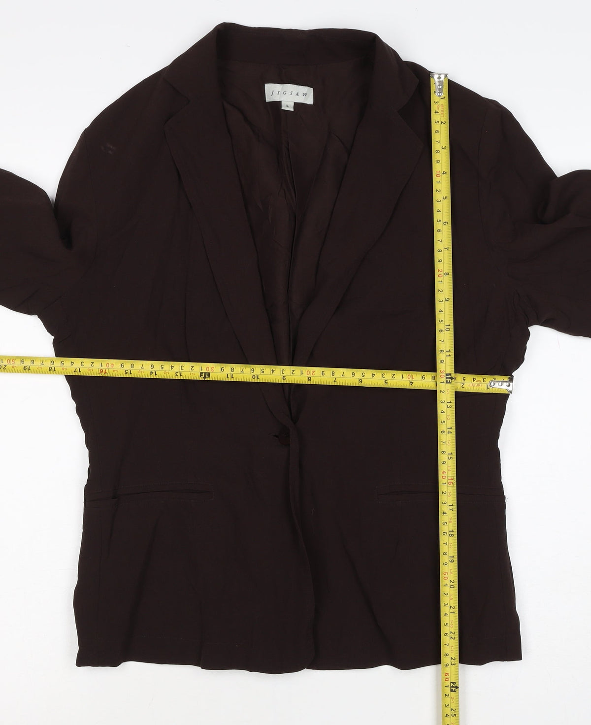 Jigsaw Women’s Brown L 100% Silk Single-Breasted Tailored Blazer Jacket