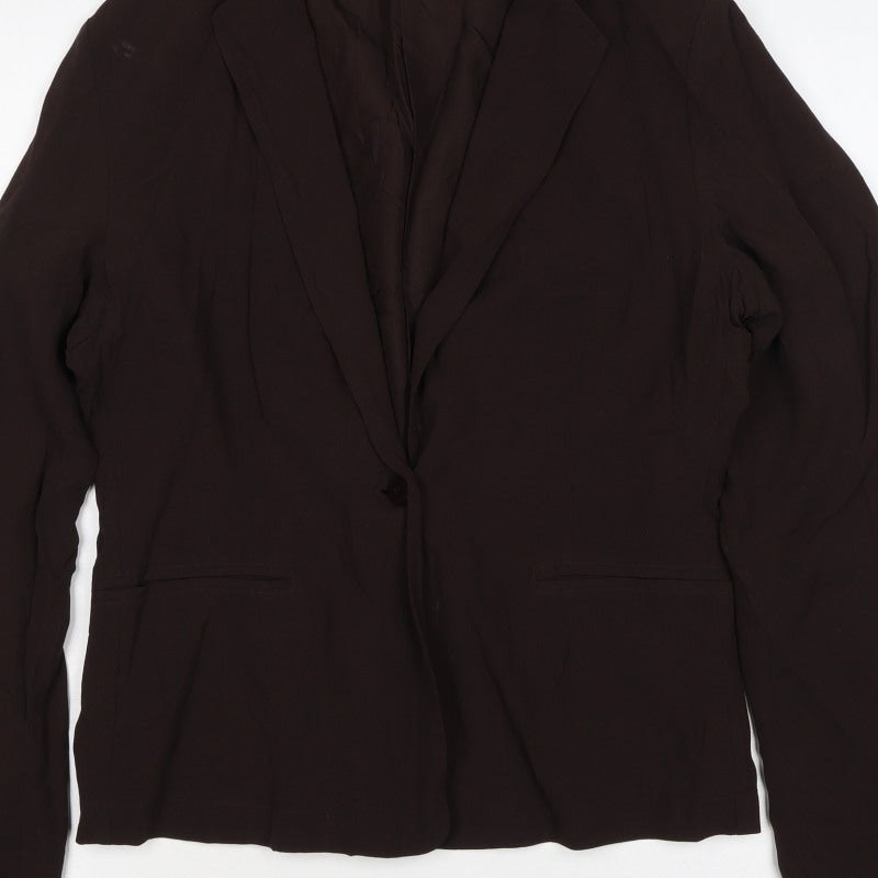 Jigsaw Women’s Brown L 100% Silk Single-Breasted Tailored Blazer Jacket