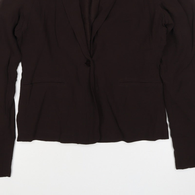 Jigsaw Women’s Brown L 100% Silk Single-Breasted Tailored Blazer Jacket