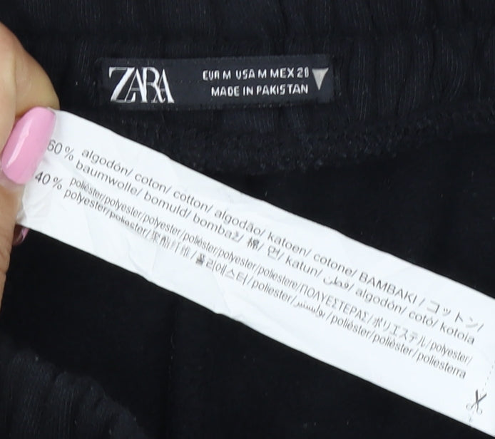 Zara Women Black M Jogger Sweatpants Elastic Waist Pockets