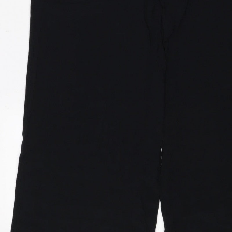 Marks & Spencer Women Black Size 18 Long Wide Leg Viscose Trousers
