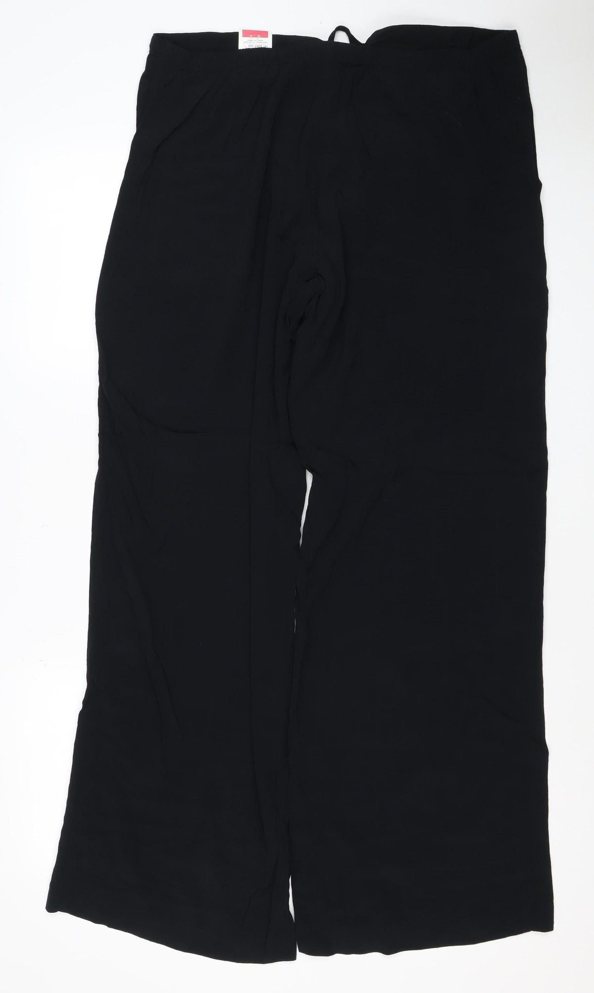 Marks & Spencer Women Black Size 18 Long Wide Leg Viscose Trousers