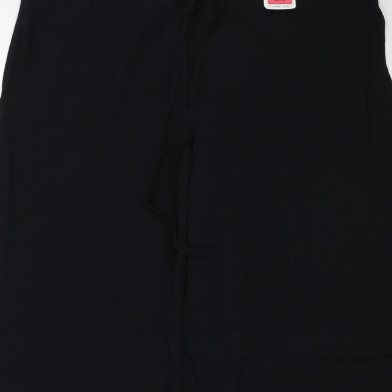 Marks & Spencer Women Black Size 18 Long Wide Leg Viscose Trousers