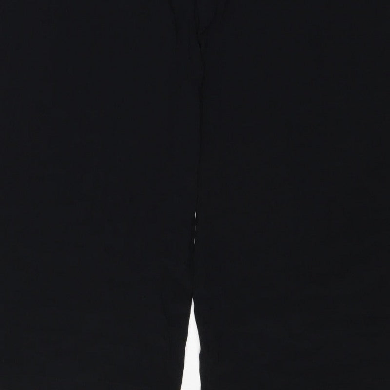 Marks & Spencer Women Black Size 18 Long Wide Leg Viscose Trousers