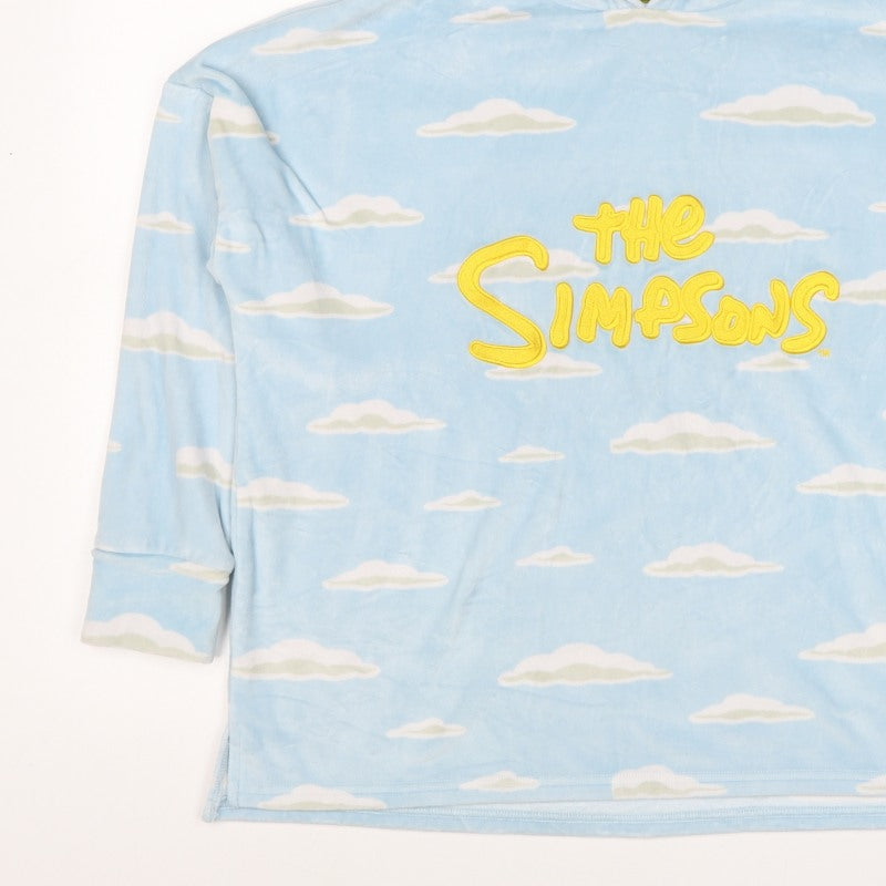 The Simpsons Women’s Blue Cloud Print Embroidered Pullover Hoodie XS