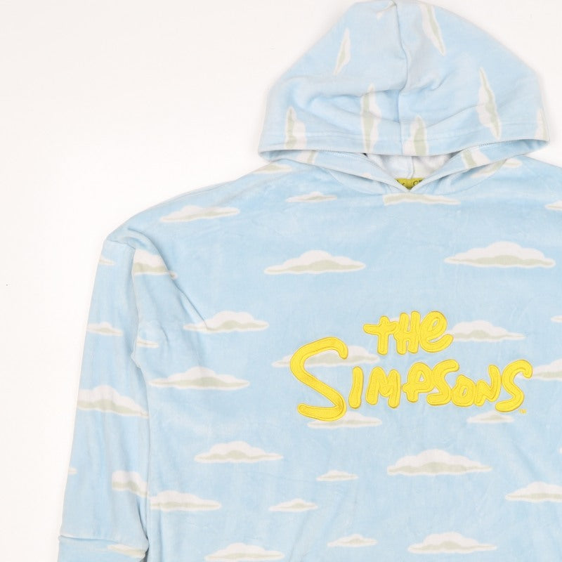 The Simpsons Women’s Blue Cloud Print Embroidered Pullover Hoodie XS