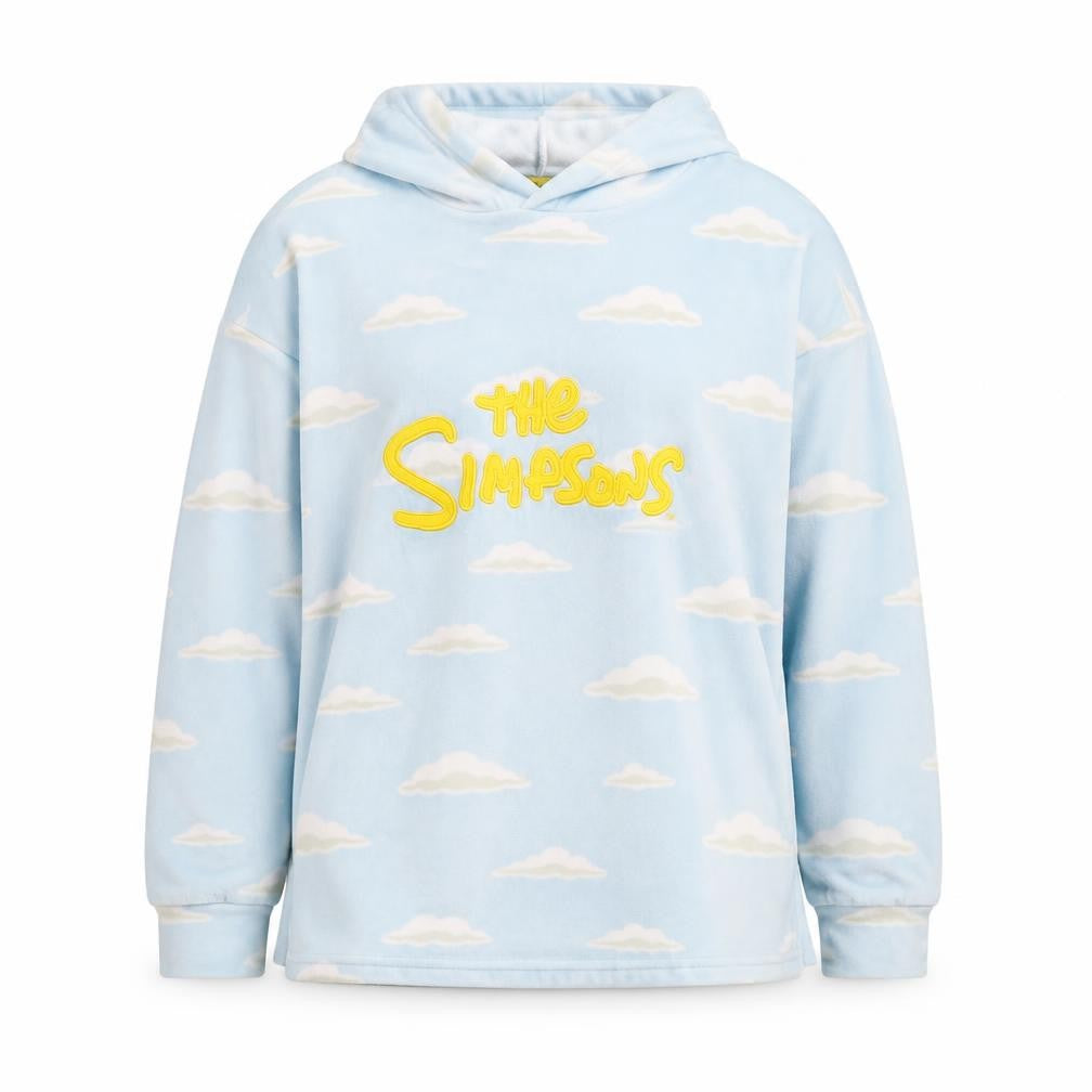 The Simpsons Women’s Blue Cloud Print Embroidered Pullover Hoodie XS