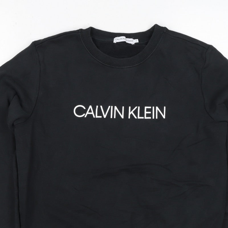 Calvin Klein Jeans Women’s Black M Logo Pullover Crew Sweatshirt