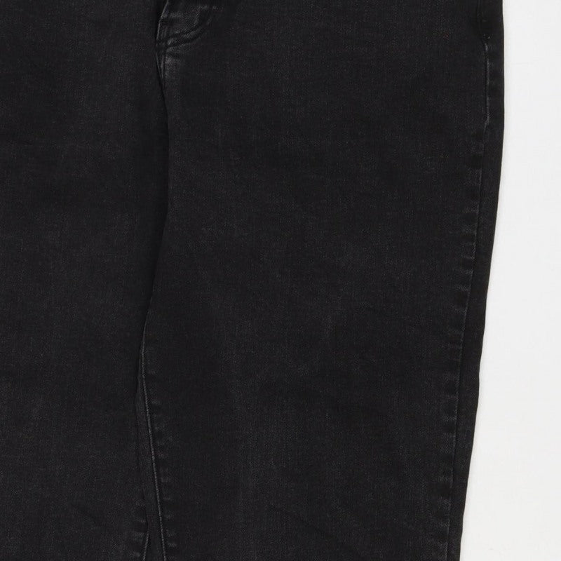 Marks & Spencer Women Black UK 12 Straight Raw Hem Denim Jeans